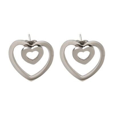 304 Stainless Steel Heart Stud Earrings