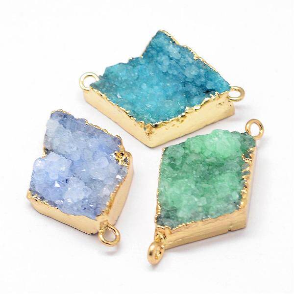 Electroplated Natural & Dyed Druzy Agate Links connectors