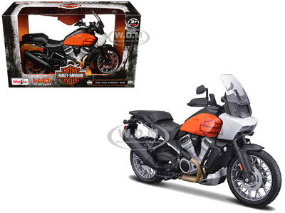 2021 Harley Davidson Pan America 1250 Motorcycle Orange and Black H-D Custom 1/12 Diecast Model by Maisto