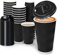 Daily life 16oz Coffee Cups with Lids, 100 Pack Insulated Ripple Paper Cups, Disposable Coffee Cups for Water, Juice, Coffee ...