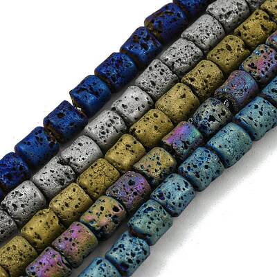 Electroplated Natural Lava Rock Beads Strands
