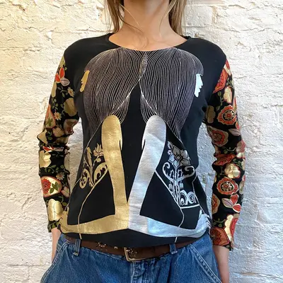 Custo Graphic Long Sleeve T-Shirt - Large Black Cotton
