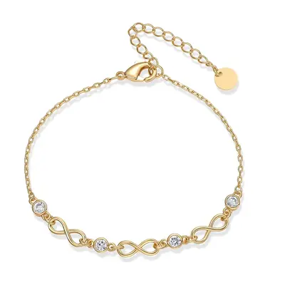 14K Gold Moissanite Infinity Symbol Charm Bracelet