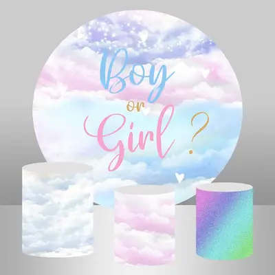 Aperturee Lofaris Cute Gender Reveal Round Baby Shower Backdrop | Round Backdrop Cover Diy | Circle Background For Party | Ro...