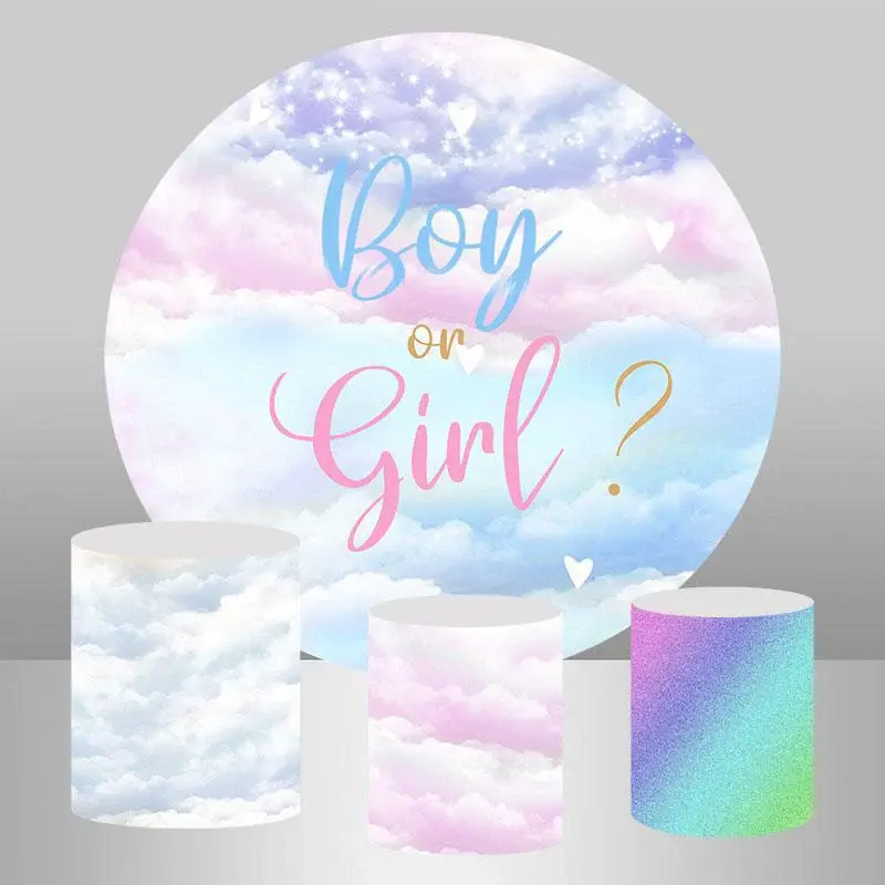 Aperturee Lofaris Cute Gender Reveal Round Baby Shower Backdrop | Round Backdrop Cover Diy | Circle Background For Party | Ro...