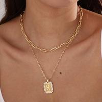18K Gold Plated Layered Initial A-Z Pendant Necklaces Paper Clip Chain Letter Pendant Chunky Gold Necklaces for Women non-tar...