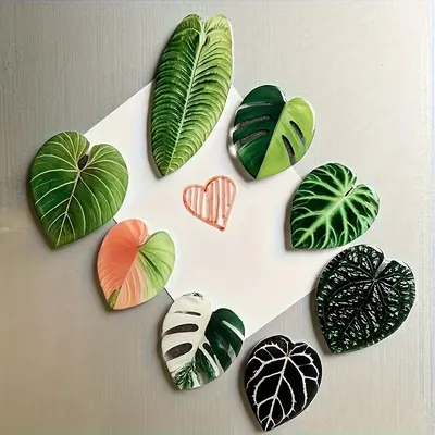 Leaf Shaped Fridge Magnet, 8 Counts/set Creative Magnetic Sticker, Kitchen Fridge Magnet for Home
