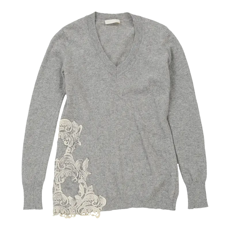 Scervino Street V-neck Jumper - Small Grey Wool