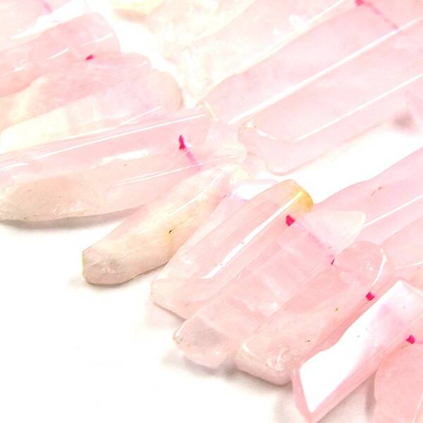 Irregular Strip Natural Rose Quartz Graduated Beads Strands