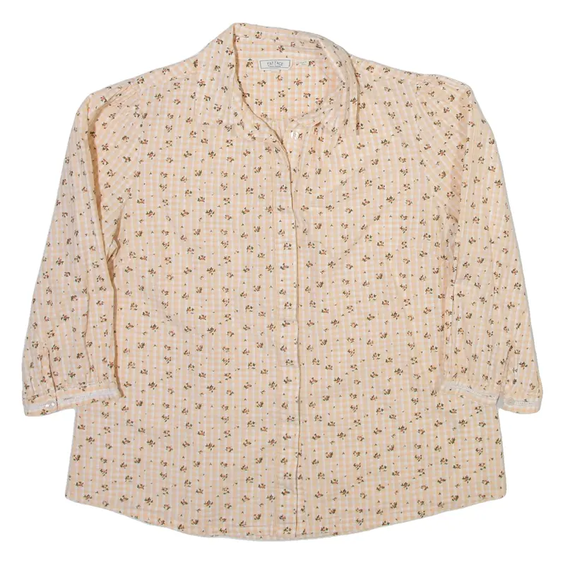 FAT FACE Womens Shirt Yellow Floral 3/4 Sleeve UK 10