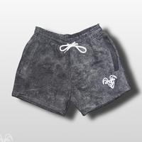 Goat Strength 5-Inch Inseam Black Acid Wash 100% Cotton Gym Shorts with Zipper Pockets - Acid Wash Design for Active Wear