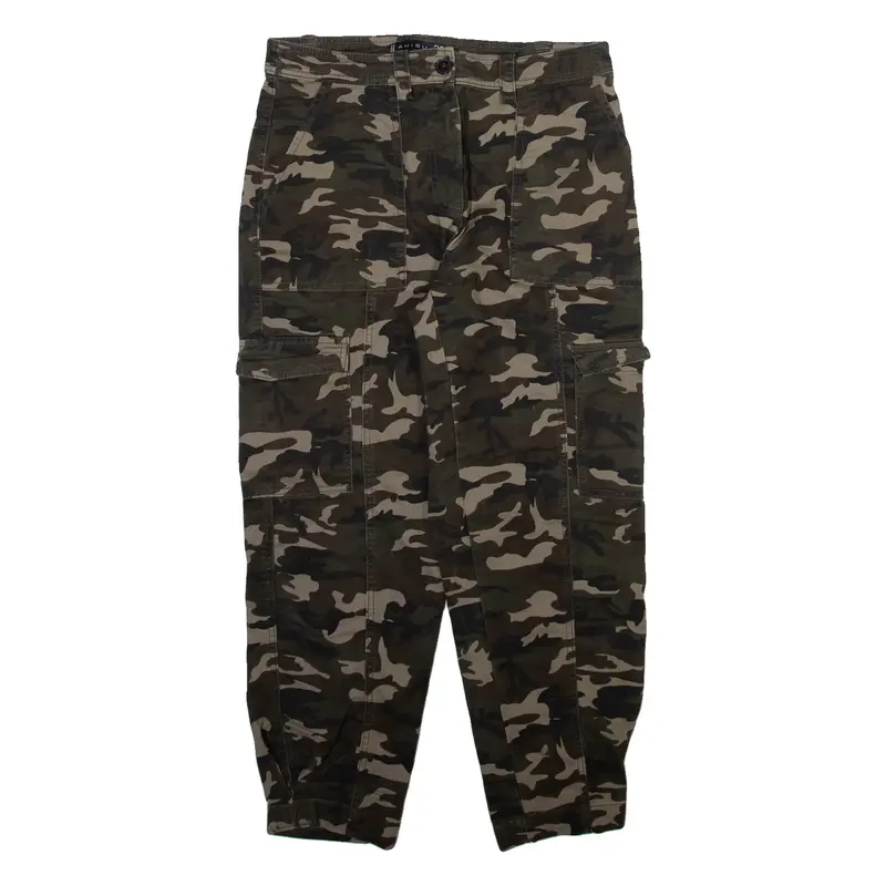 AMISU Camo Cargo Womens Trousers Green Relaxed Tapered W30 L26