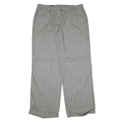 ESCADA Striped Trousers Grey Loose Straight Wool Womens W34 L32