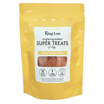 King Lou Turkey Breast Dog Treats - Single Ingredient, 100% USA, Rich in Lean Protein, Human-Grade, Hand-Made, Small Batch, H...