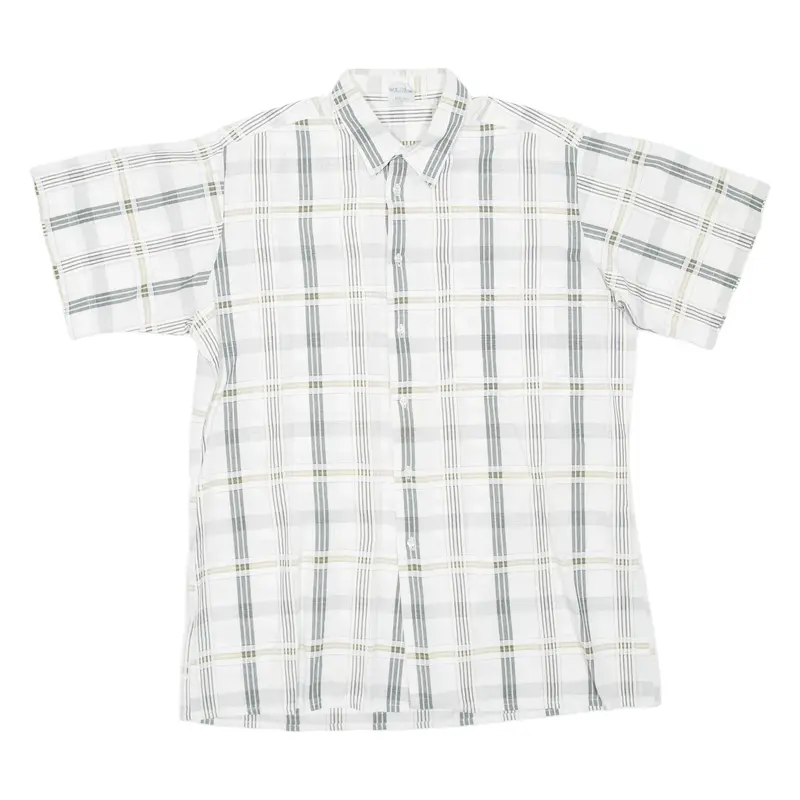 Mens Shirt White Check L
