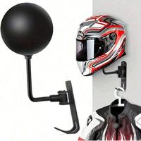 Motorcycle Helmet Rack, 180° Rotation Helmet Hanger with Hooks for Coats Caps, Wall Mounted Holder Universal Motorcycle Acce...