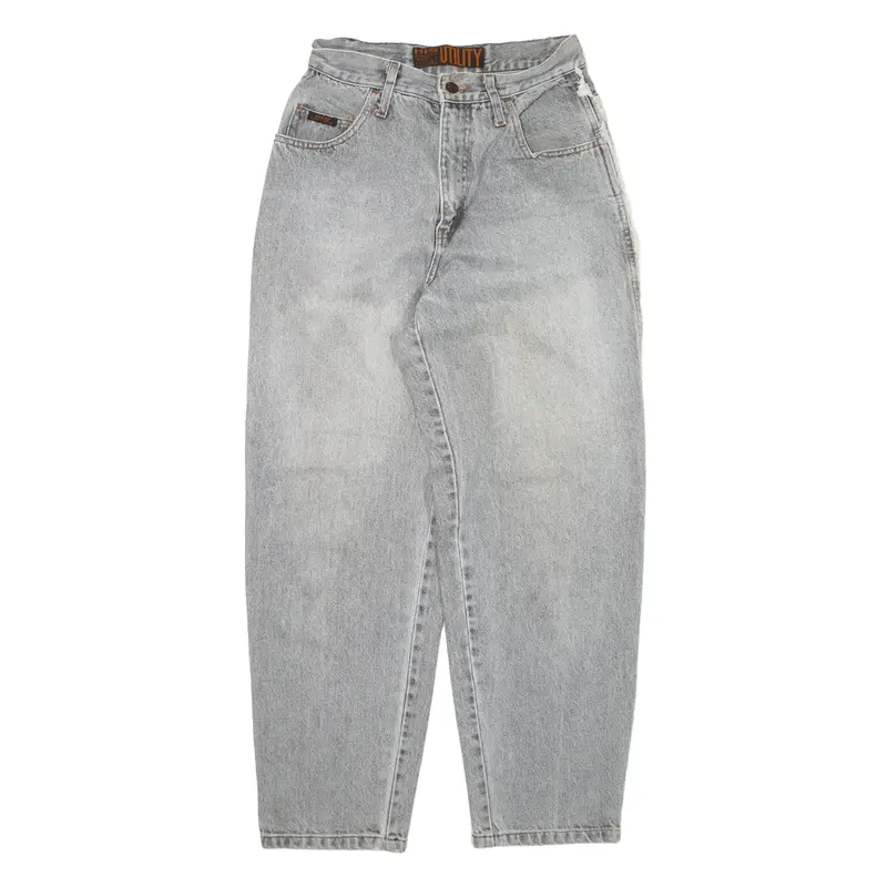 H.I.S UTILITY Jeans Grey Denim Relaxed Tapered Womens W26 L28