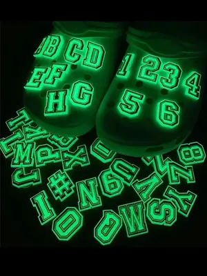 26pcs Luminous Letters Cartoon Decoration, Glow in the Dark Shoes Decoration, Shoes Accessories For Vented Clogs, Valentine's...