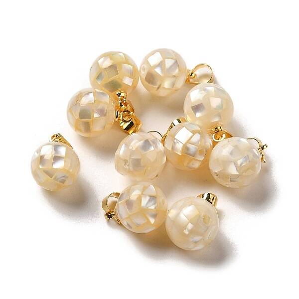 Natural White Shell Dyed Round Charms