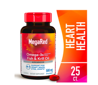 MegaRed Advanced 4in1 500mg Omega-3 Fish Krill Oil Supplements, Heart Brain Eyes Joints Health, 25 Softgels