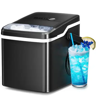 Ice Makers Countertop, 26.5lbs/24H, 9 Bullet Ice Cubes in 6 Mins, Self-Cleaning Ice Makers with Basket and Scoop, 2 Sizes of ...