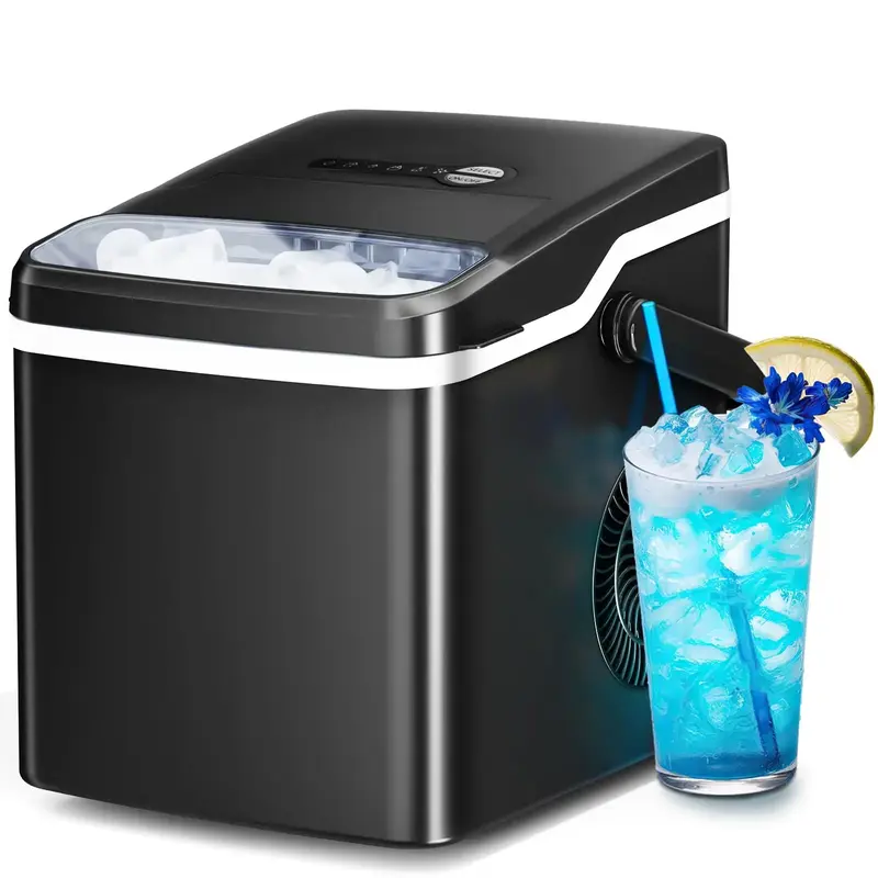 Ice Makers Countertop, 26.5lbs/24H, 9 Bullet Ice Cubes in 6 Mins, Self-Cleaning Ice Makers with Basket and Scoop, 2 Sizes of ...