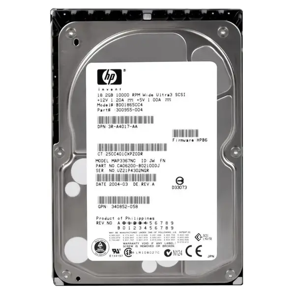 300955-004 HP 18.2GB Ultra-160 SCSI 10000 3.5-inch Hard Drive