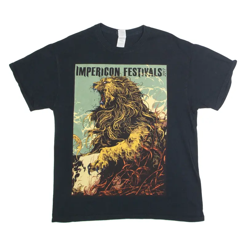 GILDAN Impericon Festivals 2017 Mens Band T-Shirt Black Crew Neck L
