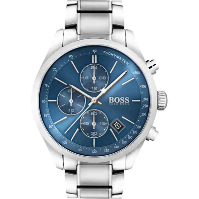 Hugo Boss 1513478 Grand Prix Blue Face Silver Men's Watch