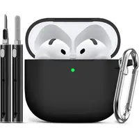 for AirPods 4 Case Cover 2024 with Cleaner Kit,Soft Silicone Protective Case for Apple AirPods 4th Generation Case for Women ...