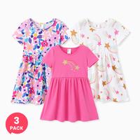 PatPat 3-Pack Toddler Girl Childlike Printed Dresses