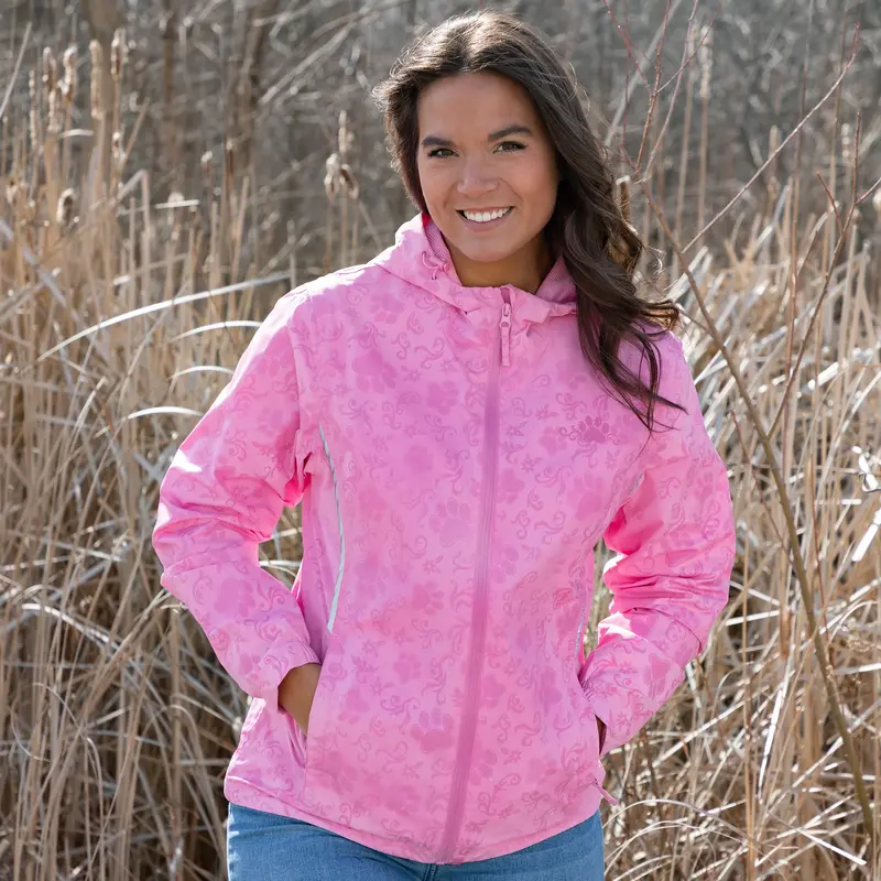 Magical Print Paw Print Rain Jacket - Purple - L