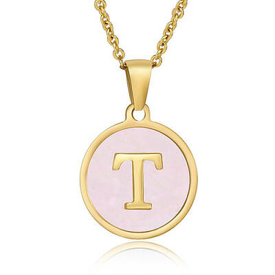 Natural Shell Initial Letter Pendant Necklace