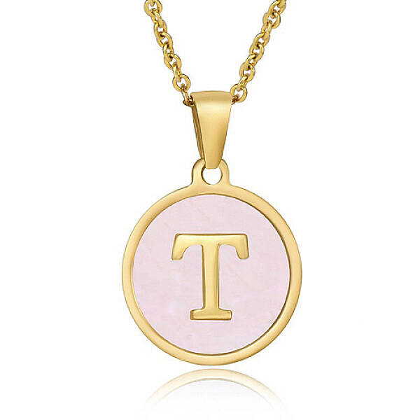 Natural Shell Initial Letter Pendant Necklace