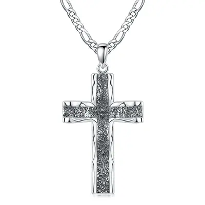 Sterling Silver Cross Pendant Necklace for Men