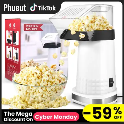 Popcorn Maker, Hot Air Popcorn Popper, 1200W Electric Popcorn Machine with Measuring Cup, No Oil Healthy Snack, Perfect for H...