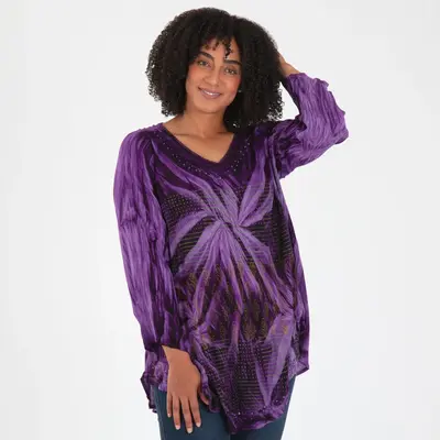 Morning Glory Long Sleeve Top - Navy - L/XL