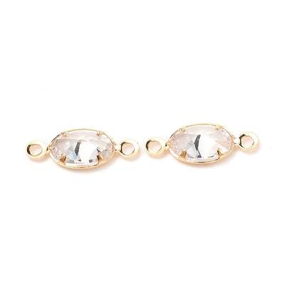 Brass Micro Pave Clear Cubic Zirconia Link Connectors