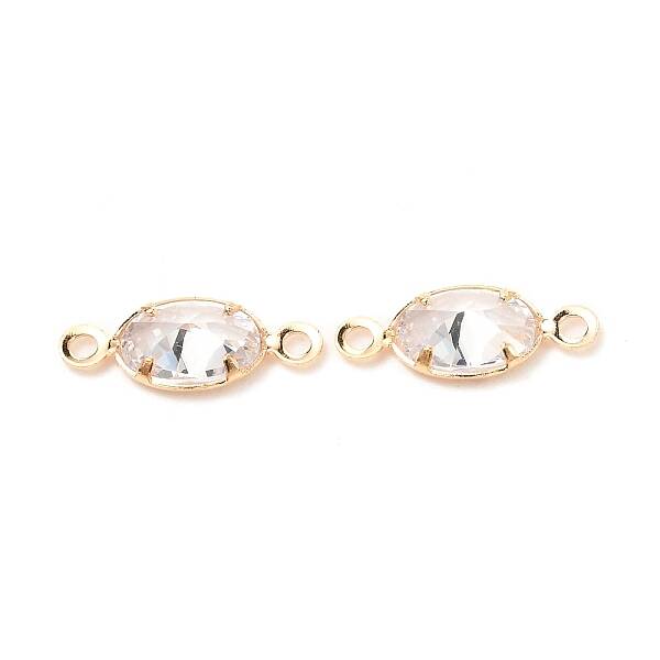 Brass Micro Pave Clear Cubic Zirconia Link Connectors