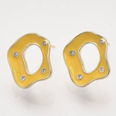 Brass Micro Pave Cubic Zirconia Stud Earring Findings