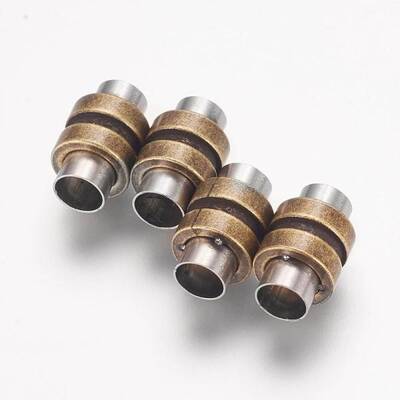 304 Stainless Steel Magnetic Clasps with Glue-in Ends