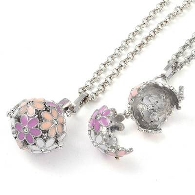 Brass Enamel with Rhinestone Pendant Necklaces