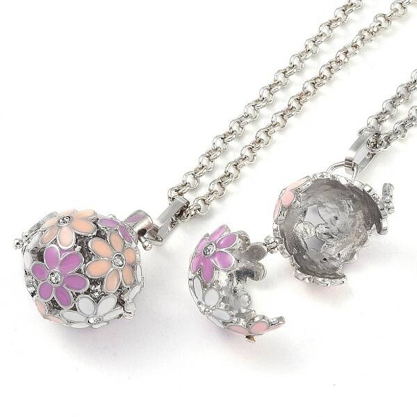 Brass Enamel with Rhinestone Pendant Necklaces