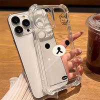 Rilakkuma Bear Cute Phone Case for iPhone 16 15 14 13 12 11 Pro Max X XR Xsmax 8 7 plus, Anti-Fall Transparent Soft Back Cove...