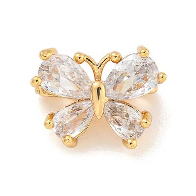 Brass Pave Clear Cubic Zirconia Slide Charms