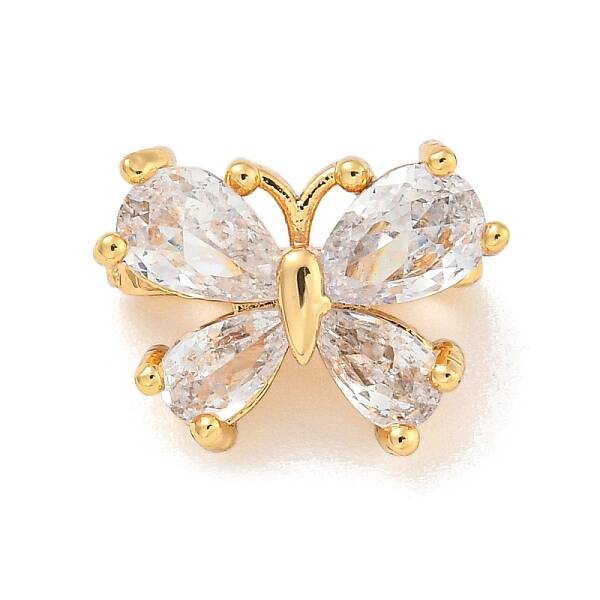Brass Pave Clear Cubic Zirconia Slide Charms
