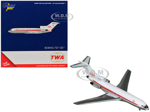 Boeing 727-100 Commercial Aircraft Trans World Airlines (N851TW) White with Red Stripes 1/400 Diecast Model Airplane by Gem...