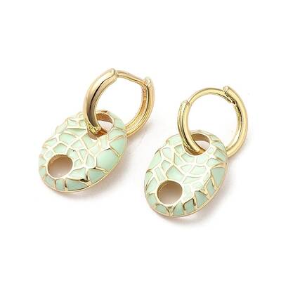 Oval Real 18K Gold Plated Brass Dangle Hoop Earrings