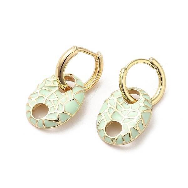 Oval Real 18K Gold Plated Brass Dangle Hoop Earrings