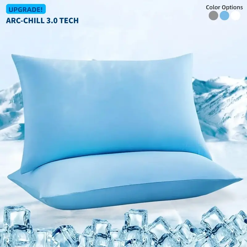 Elegear Cooling Pillowcases 2 Pcs, Arc-Chill3.0 Cool ,Breathable Silky Summer Pillow Cases,  for Hair Skin care,  Hot Sleeper...